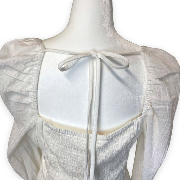 Free People White Chloe Top Puff Long Sleeve Blouse - Picture 11 of 16